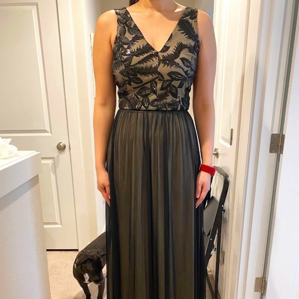 Vintage Long Sequin Black Dress